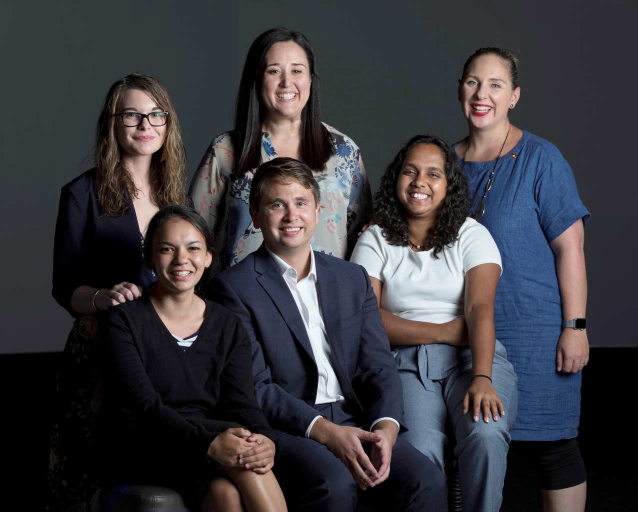 Winners of Indigenous STEM Awards. L-R Back row: Jessica Storrar, Camila Zuniga-Greve, Misty Jenkins. Front row: Kayla Pattel, Dean Foley, Shailyn Isaac.  ©KARL SCHWERDTFEGER