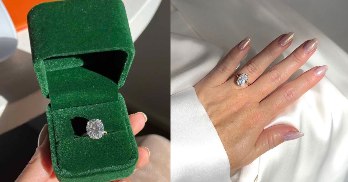 Diamond Engagement Ring on Finger