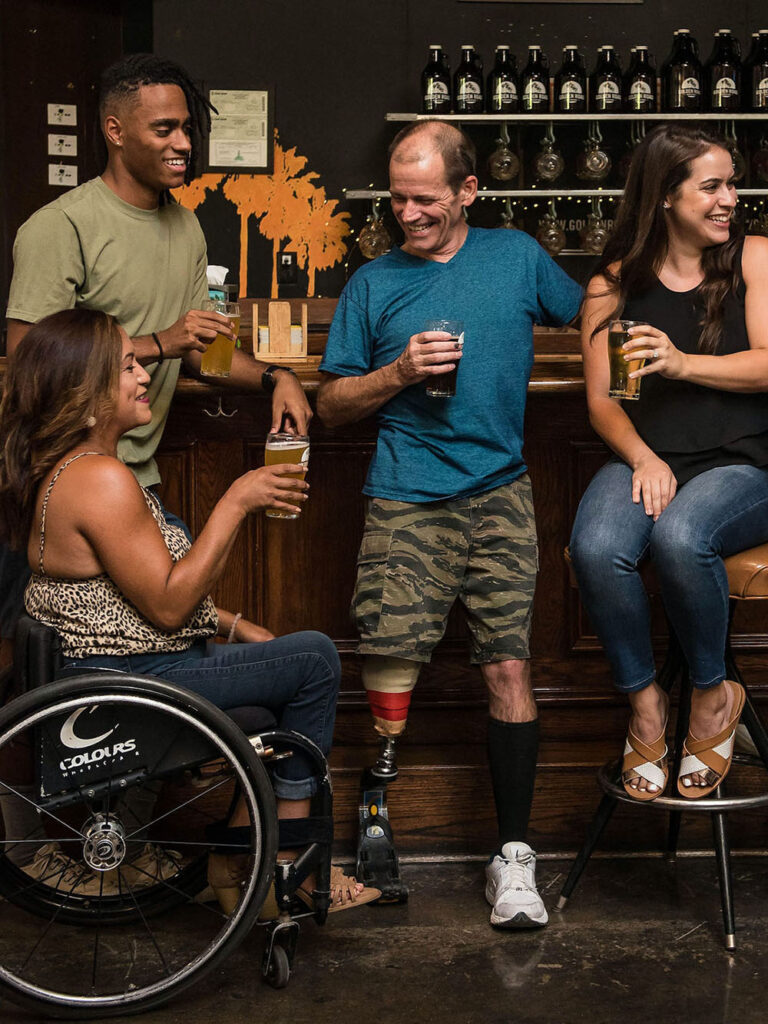 people drinking at a bar